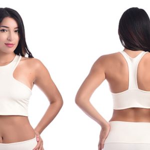 Crop top escote halter delantero y escote profundo en espalda, forrado.